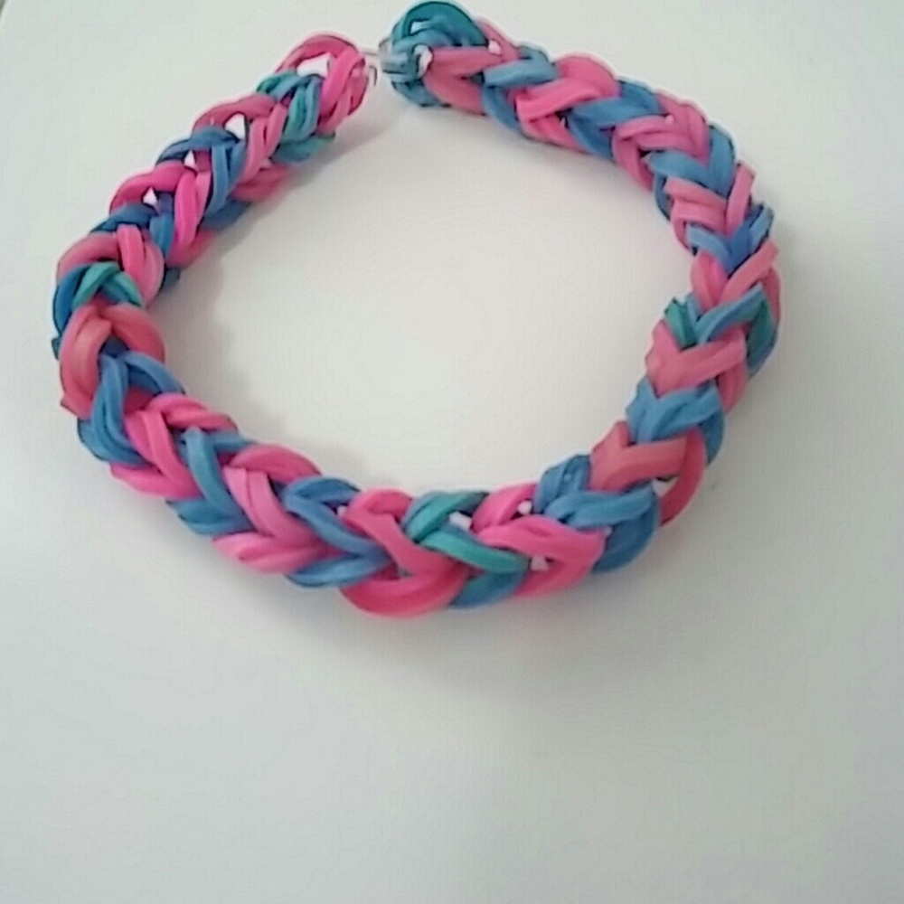 Pink and blue bracelets